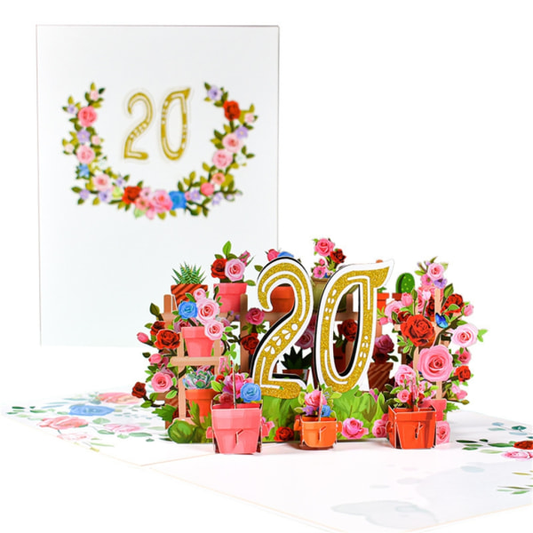 3D-blomsterjubileumskort gratulationskort med litet kort kuvertsats för bröllopsparets födelsedagsminne 100