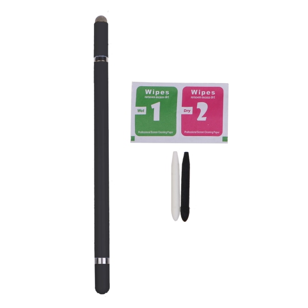 3 i 1 kapacitiv Stylus Penna Fiberspets & trasa för huvud Hög känslighet och precision Universal för pekskärmar Drawi Black