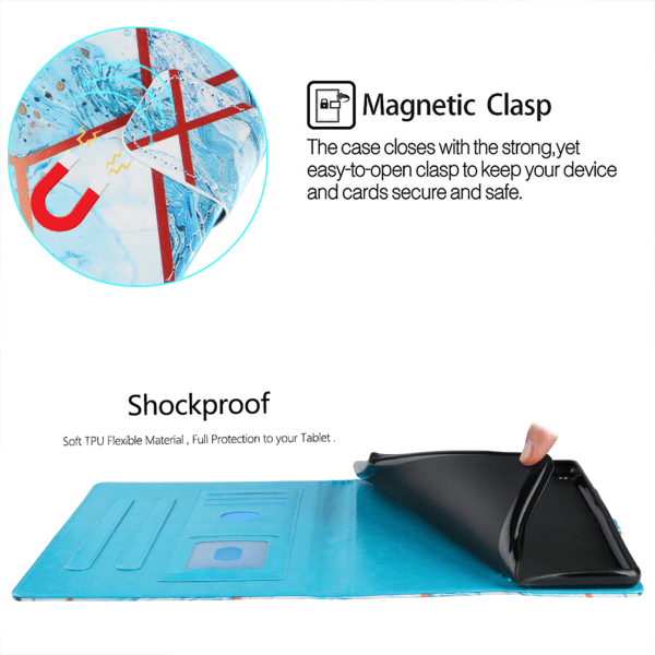 Magnetisk tablettskydd för case för Amazon Fire -HD 10 PU Läder Auto Sleep Blue