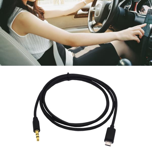 Micros USB til 3,5 mm hann lydbil Aux-kabel for tilkobling til bilsystemer
