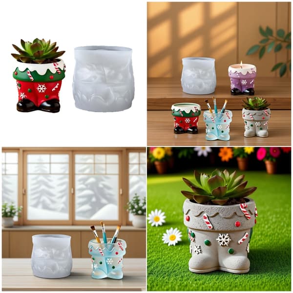 Julesokk Silikonform for sementpotter Lysestaker