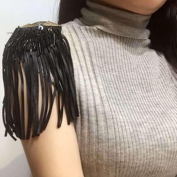 Fringe Shoulder Pieces Läder Tofs Kedja Epaulet Beads Punk Fringe Shoulder Boards Badge Uniform Accessories for Wom