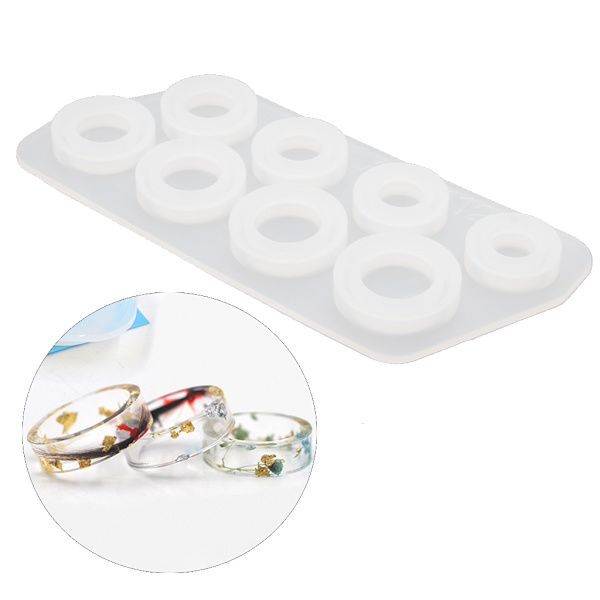 8 delar Harts molds Silikon molds Diverse storlekar Form Cirkelsmycken för DIY Craft Ring Making