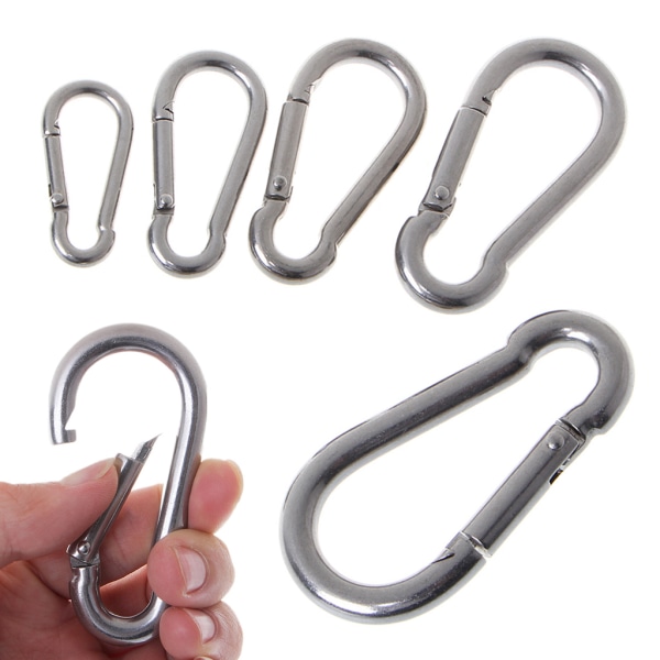 Rostfritt stål D-ringkarbinhakar Clip D Shape Gate Small Keychain Karbinhake Clip Outdoor Camping Mini Lock Snap Hook M6X60