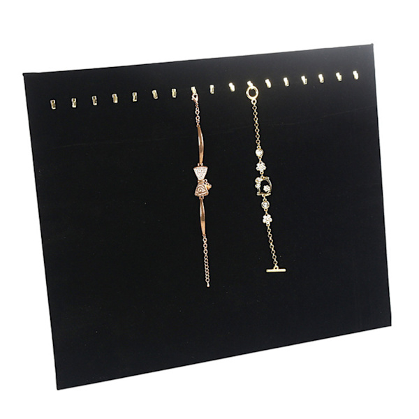 Svart för grått Halsband Kedjeställ Sammet Smyckeshållare Butik Display Byst Enkel/Dubbelradig Krokar Smycken Organizer Black L