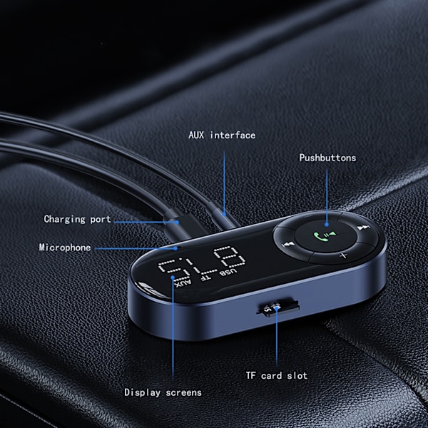 Bil AUX Bluetooth 5.2 Adapter Trådløs Lydmodtager Håndfri Auto Transmitter