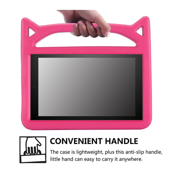 För helt ny Fire HD-10 Tablet 2021 för Case Giftfri EVA Foam Stötsäkert Stativ Barnvänligt cover för med handtag Rose Red