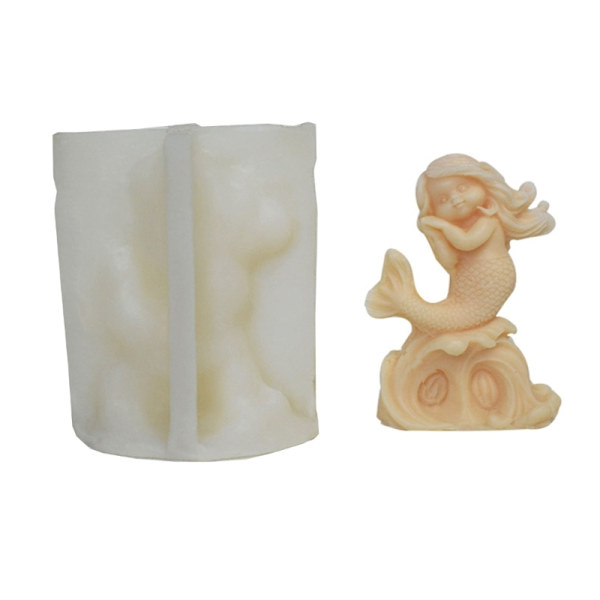 Unikke Havfruer Silikoneform Lys Gipsforme Smukt Havtema 3D Havfruer Duftlys Silikoneform DIY