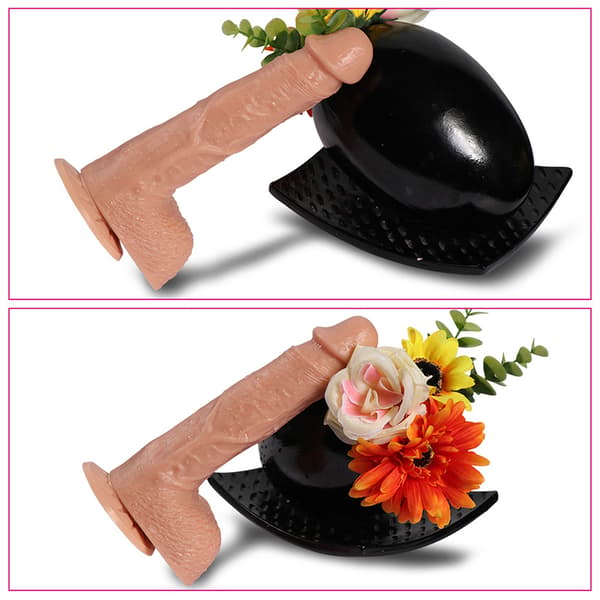 10 Frekvens Realistisk Dildo Teleskopisk Vibrator Massager med Sugkopp