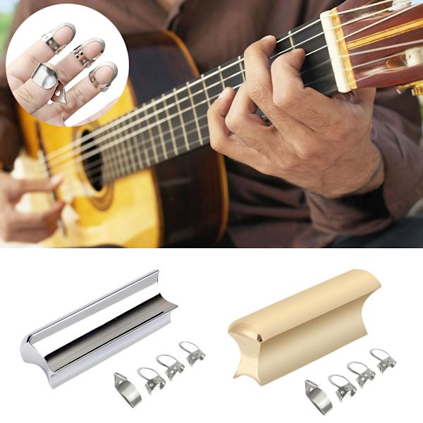 Slide Tone Bar för gitarr i rostfritt stål för Lap Steel-gitarr, Hawaii-gitarr, Dobro, elgitarrtillbehör Silver