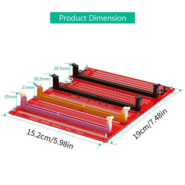 DDR3/4/5 RDIMM/UDIMM Minnetester med LED-indikator for stasjonær datamaskin