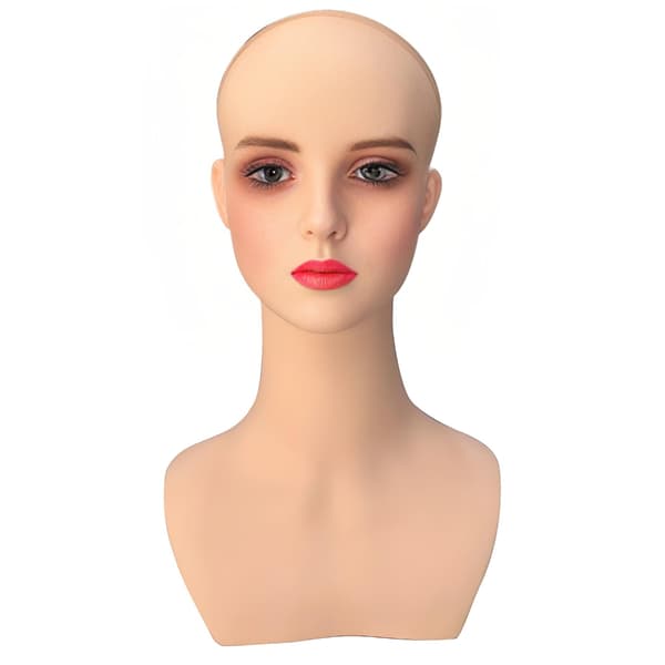 Praktisk kort PVC-hodeform, utstillingshode for parykk og hatt