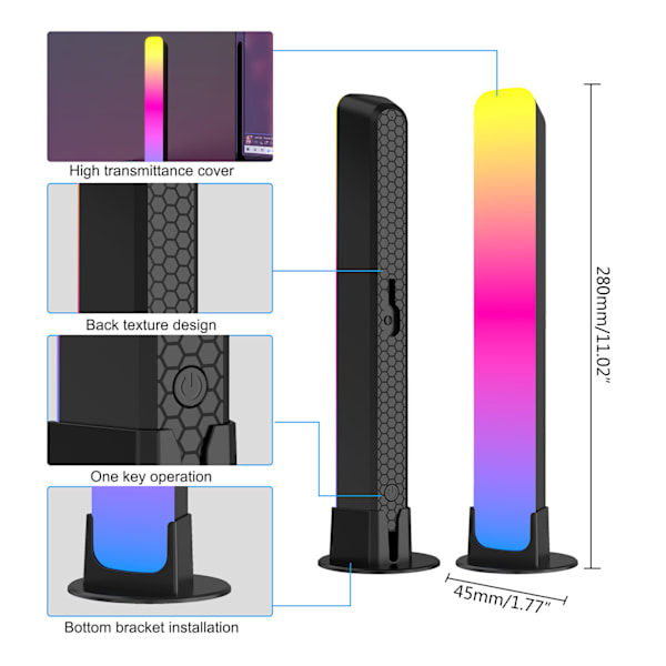 2 stycken för Creative Atmosphere Light Musiksensorljus RGB Röstaktiverad Pickup Rhythm Light för rekreationsplats