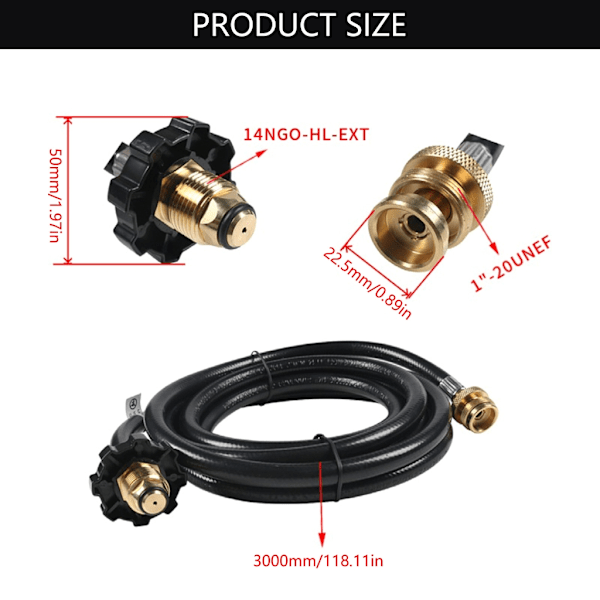 Propanadapter Slange For Varmeapparat 1Lb Til 20Lb, POL Hannkoblingsslange