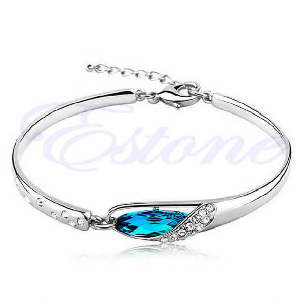 Snyggt blått färgarmband för kvinnor Snyggt armband Clear Crystal Design Handledsarmband Kvinnor Jubileumssmycken 1