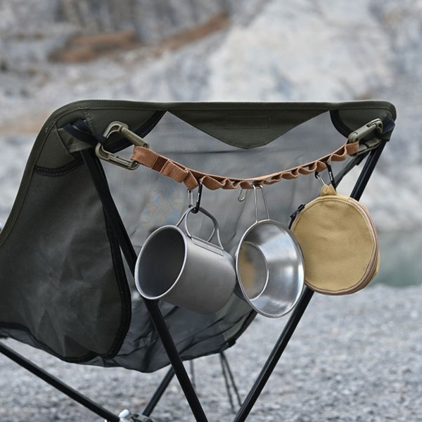 Camping förvaringsrem för att hänga campingutrustning, redskap Hållbar organizer Utomhuscamping hängrep Black Medium