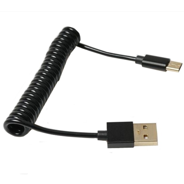 USB 3.1 Typ-C hane till USB 2.0 hane spiraler spiraladapter Kabel fjäder Teleskopisk förlängningstråd för datasynkladdare 300CM