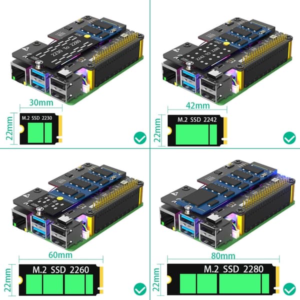 3 i 1 Combo M.2 NVME Till Pcie Adapter Stöder M.2 2230 2242 M Key NVME SSDs