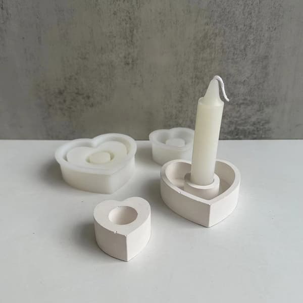 3D Kärlekshjärta Aromaterapi Ljusstake Silikonform DIY Ljushållare Hantverk L