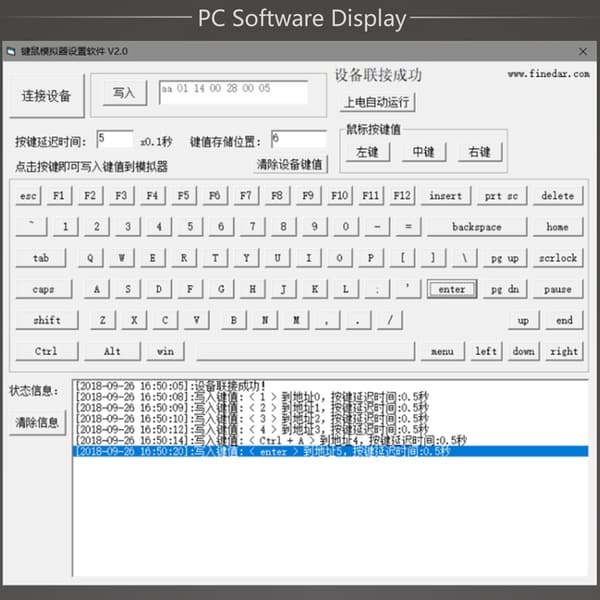 USB-tastatur og museemulator Ren fysisk hardware Auto Cycle Random Button