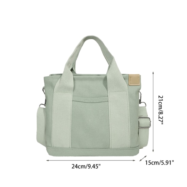 Kvinnor Harajuku tygväskor Canvas Crossbody axelväska JK Messenger Bag Dam Handväskor med stor kapacitet Light Green