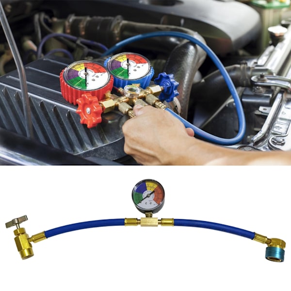 Bil Aircondition R134A Kølemiddel Slange Trykmåler Kit 100PSI Slange