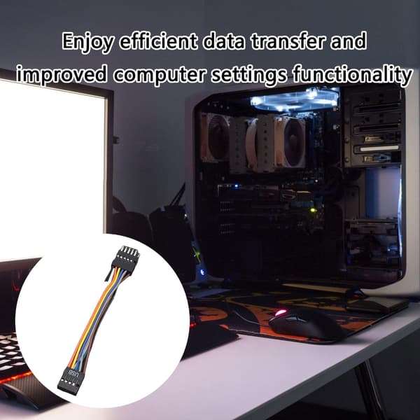 Flat Wire Design USB Intern Hovedkort Header Kabel For Datamaskinoppsett