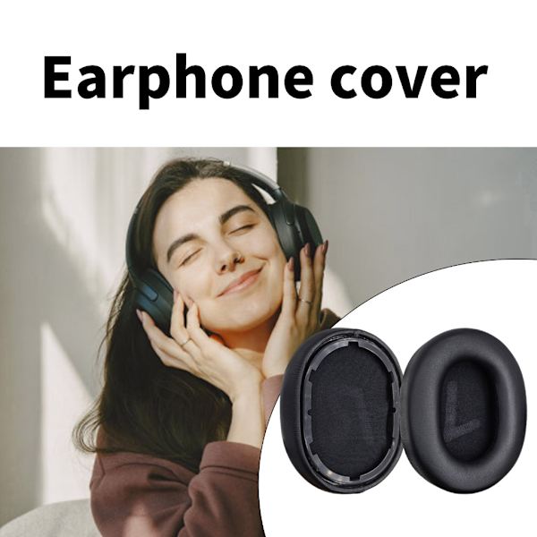 Hodetelefoner Memory Foam Ørekopper for Hodetelefoner Øreputer Protein Øremuffe Black