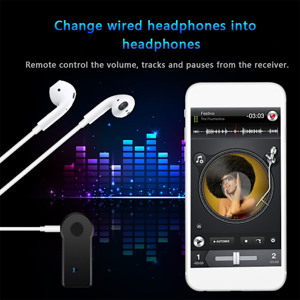 AUX 3.5mm Jack Bluetooth-kompatibel Modtager Bil Trådløs Adapter Transmitter