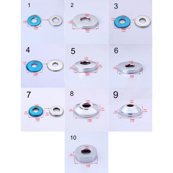 Rostfritt stål delad rund skyltplatta Väggdelad fläns Vattenrör kran Dekorativt cover Badrumstillbehör 63x25x16mm