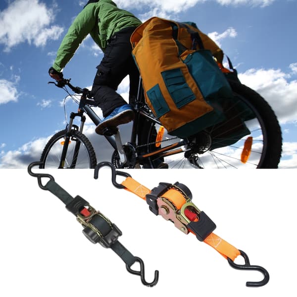 Infällbar spännband med spärr 2 meter polyester för lastbilslastskydd Black
