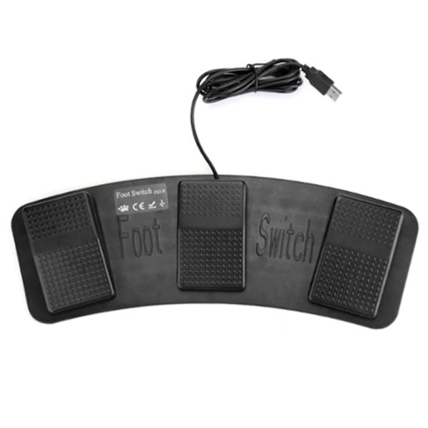 USB fotkontakt pedal 3 pedaler Styr tangentbord Mus Simulera vilken som helst för tangent på tangentbordskombination för tangent för HID Switch