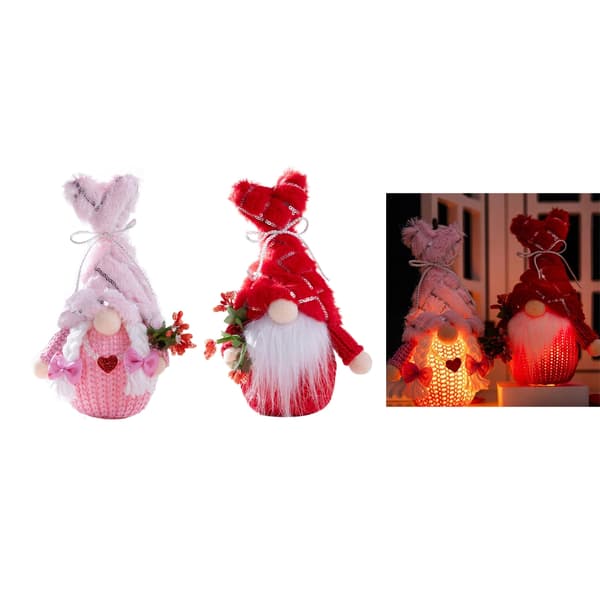 Festlig LED-belyst ansiktsløs dukke, håndlagde Valentinsdag-tomter Pink