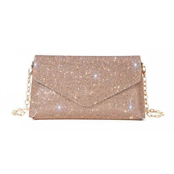 Glitter Evening Bag för kvinnor Bröllop Clutch Handväska Kedja Axelväska Liten Party Handväska Crossbody Bag Champagne 1