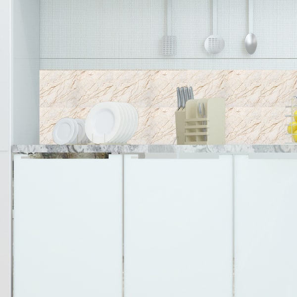 12 st marmor självhäftande PVC keramiska plattor klistermärke Vattentät vägg heminredning