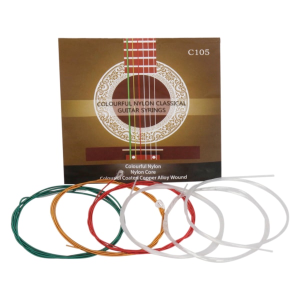 Paket med 6, IRIN C105 klassiska gitarrsträngar Nylon Färgglad belagd kopparlegeringslindad