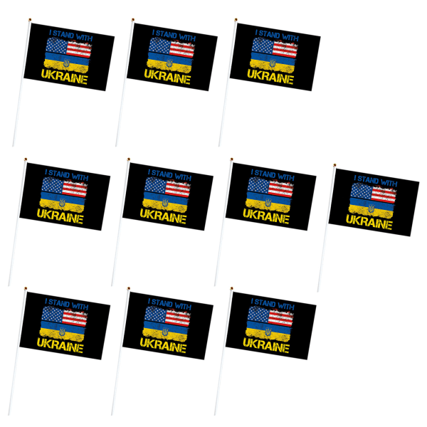 10 kpl Ukrainan kädessä pidettäviä lippuja Ukrainan kansallinen maailmanrauha mini heilutuslippu