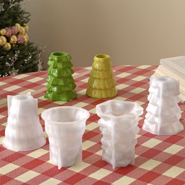 Solid Fleksibel Silikon Lysestake Baseform DIY Håndverk Sement Gips Resin Pattern 2
