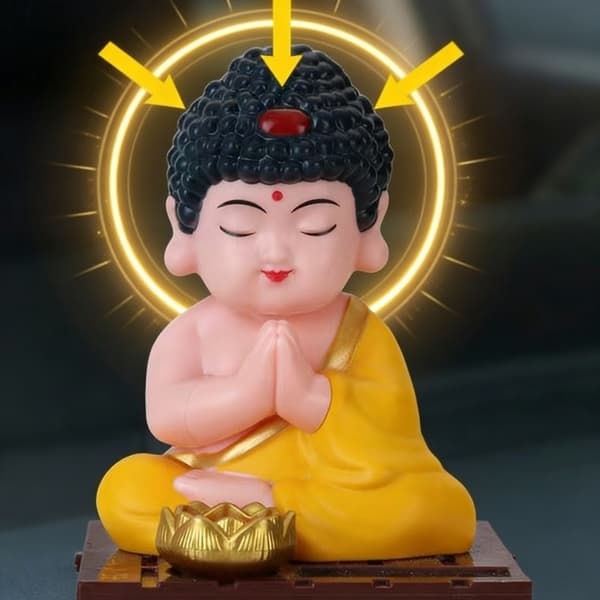 Zen-stil Solar Nikker Buddha-statue Bilpynt ABS for fredelig kørsel