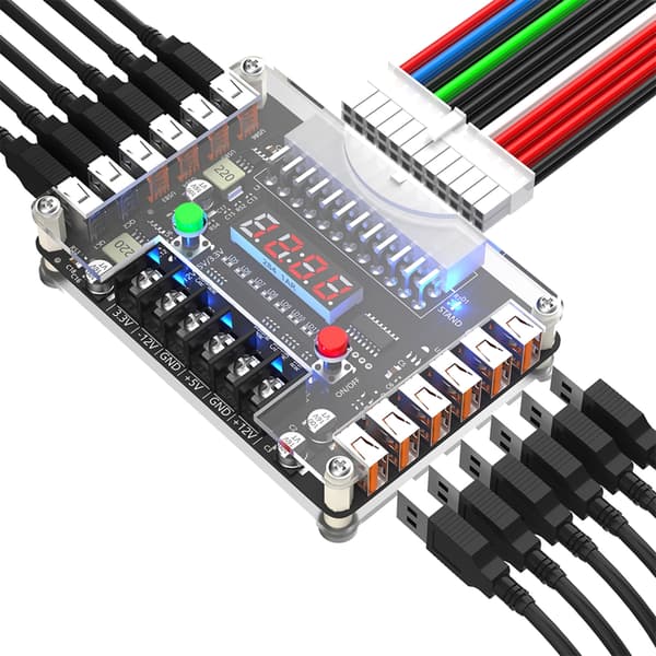 3.3V 5V 12V -12V ATX24Pin Strømforsynings Breakout Panel og Akrylveske Kit