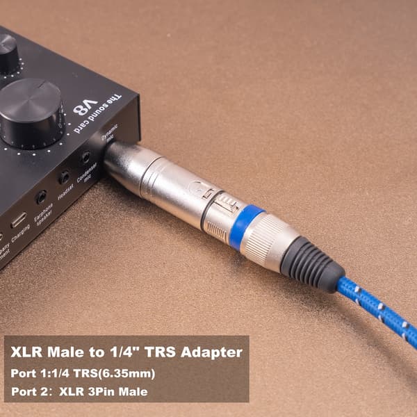 Han 1/4-tommer 6,35 mm til Han 3-benet XLR Audio Adapter Stereo Jack Stik