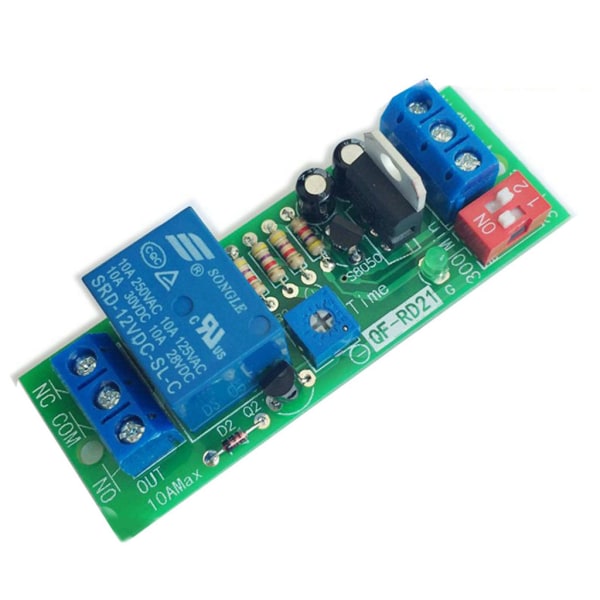 QF-RD21 5V/12V/24V Timerkontrollrelämodul Timerfördröjningsbrytarmodul Stäng av fördröjningsbrytarkort för frånluftsfläkt 12V