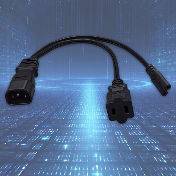IEC320 C14 til C7 og NEMA 1-15R strømsplitterkabel 0,3 meter kobber til PC UPS