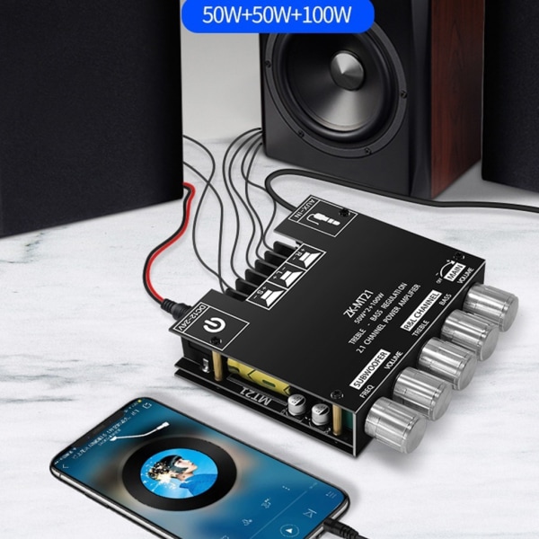 DIY ZK-MT21 2.1-kanals digital förstärkarmodul 50Wx2+100W Subwoofer för passiva högtalare och hemmaljud