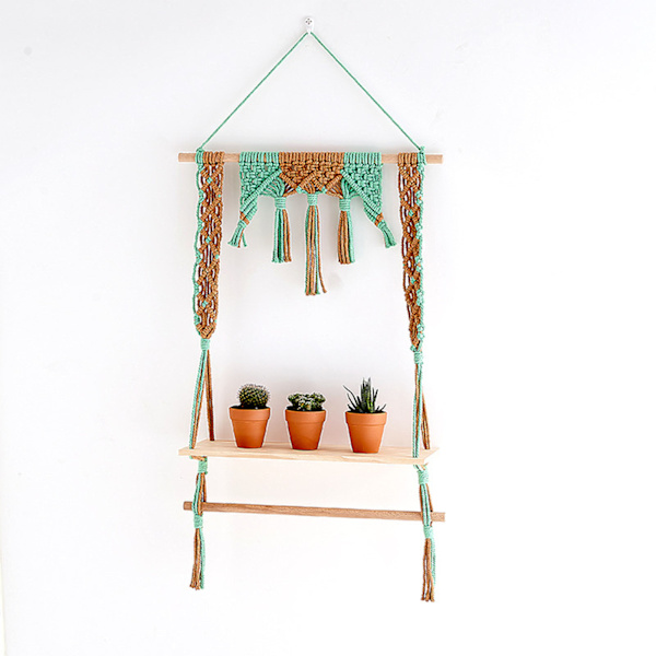 Macrame Vägghängande Hylla Boho Vägghyllor Fönster Växthylla Inomhus Heminredning för vän Tjej Födelsedagspresent