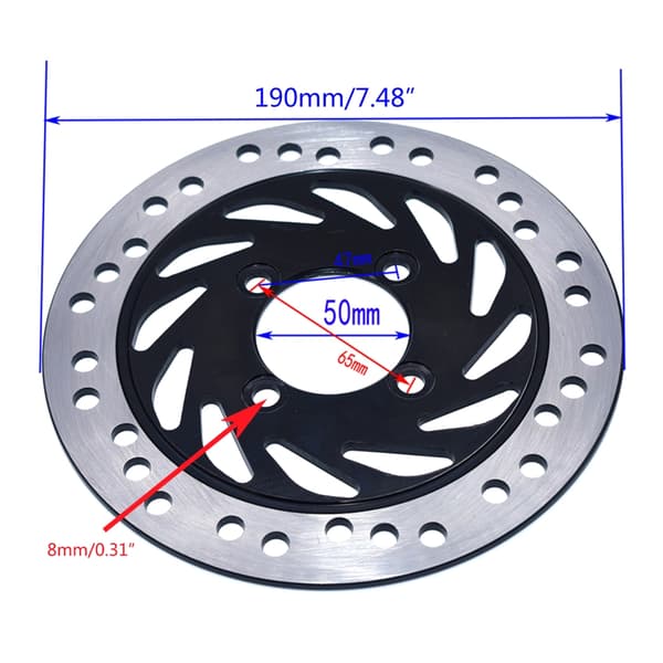 50mm 190mm Bromsskiva Rotor För ATV Quad 4-Hjulingar