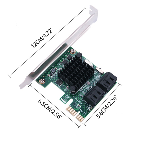 PCI för Express 1X till Sata 3.0 4 Port Riser PCI-E X1/X4/X8/X16 Expansion Adapter PCIE till Sata Converter for Miner Mining