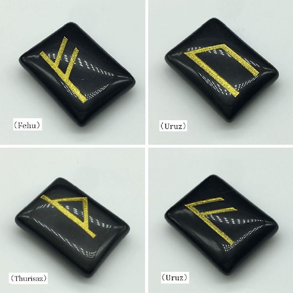 25 st Svarta Obsidian Rune Stones Set med graverad Elder Futhark Alphabet Crystal Meditation Divination Art Witchcraft Black
