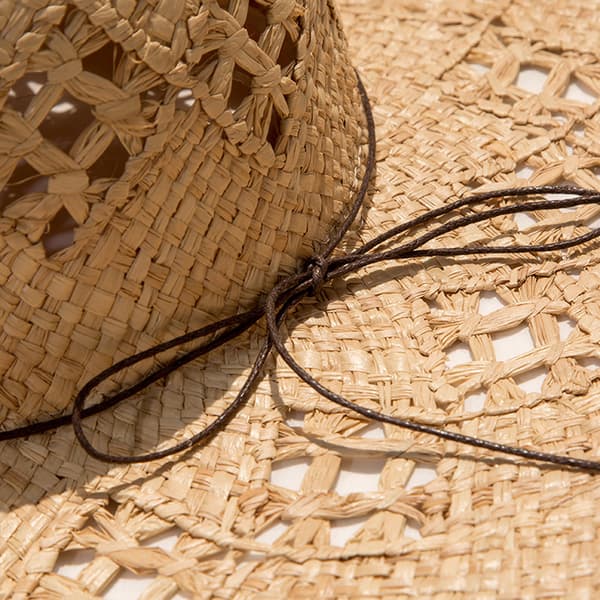 Dame Raffia Strå Solhat Stor Skygge Floppy Frynset Hul Solcreme Spand Ca