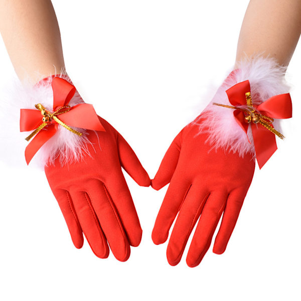 Julhandskar Söta Fjäderklocka Julhandskar Stretch Mjölksilke Korta Mjuka Hel Fingerhandskar Maskeradfest